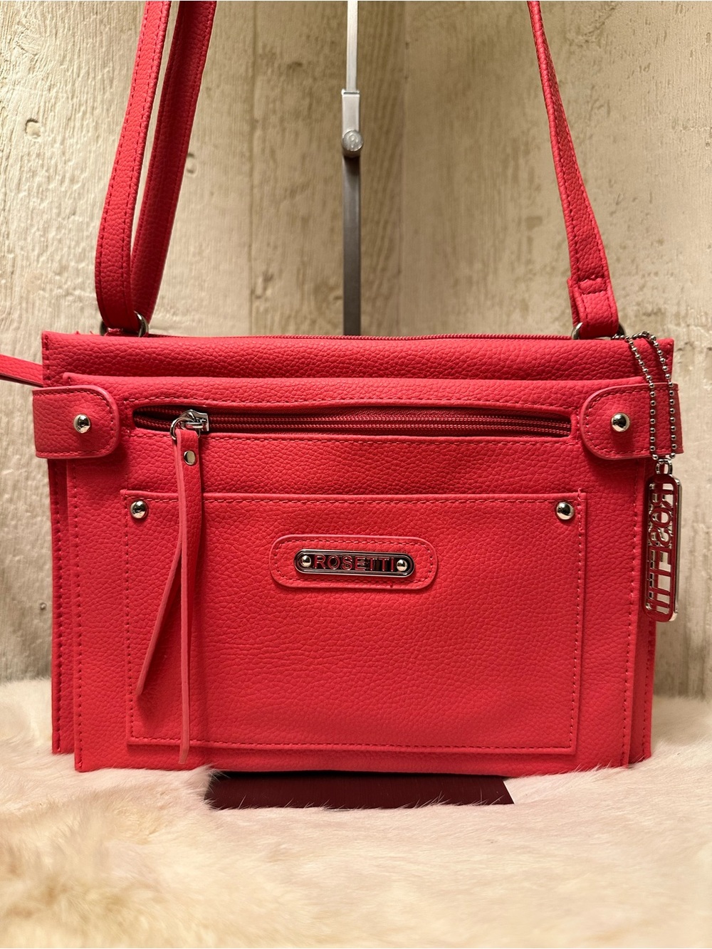 NWOT Rosetti Bright Coral Shoulder Crossbody Bag - Picture 2 of 9